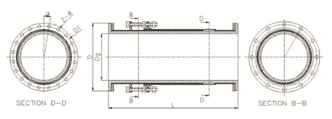 管道伸縮器（襯膠型）結(jié)構示意圖