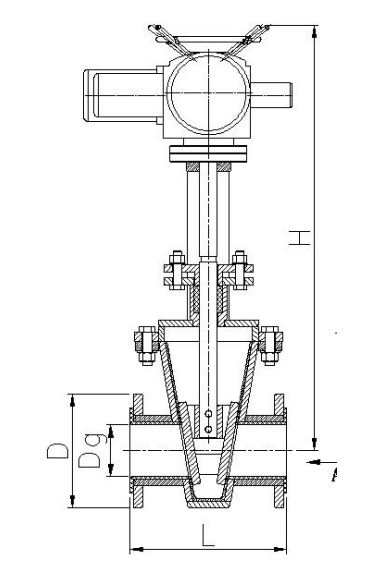 電動(dòng)法蘭式襯膠閘閥結(jié)構(gòu)示意圖