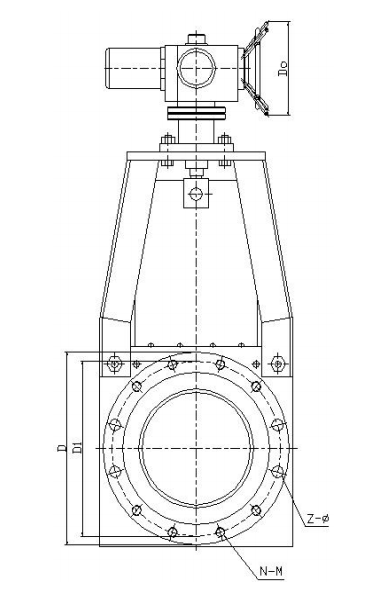 法蘭式電動(dòng)漿液閥結(jié)構(gòu)圖